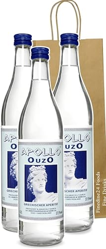 Griechischer Ouzo Apollo | milder Uzo aus Griechenland Premium 3x 700ml (Geschenk Tasche)
